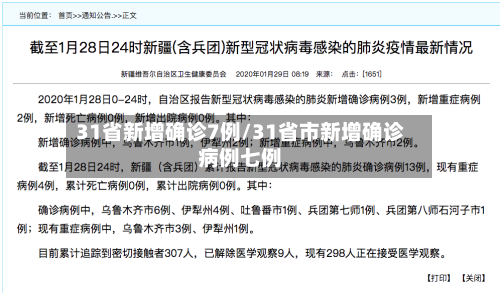 31省新增确诊7例/31省市新增确诊病例七例