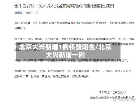 北京大兴新增1例核酸阳性/北京大兴新增一例-第2张图片