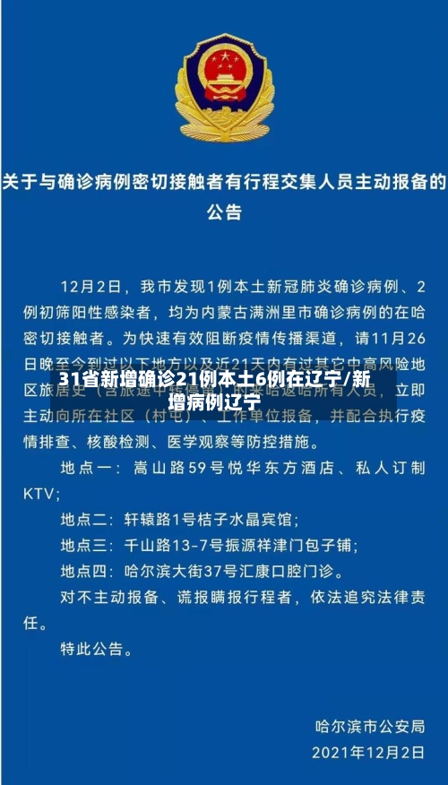 31省新增确诊21例本土6例在辽宁/新增病例辽宁