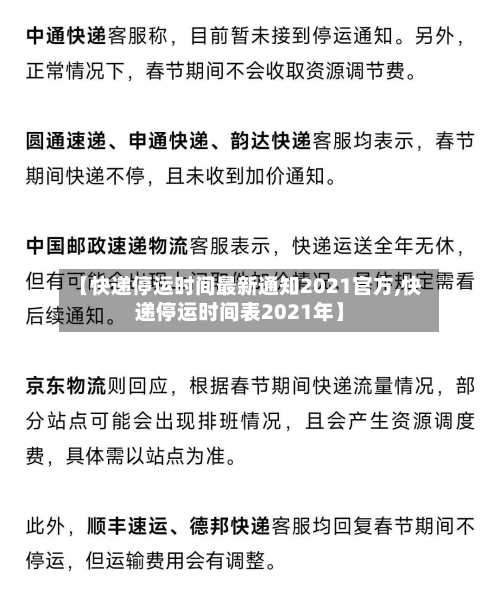 【快递停运时间最新通知2021官方,快递停运时间表2021年】