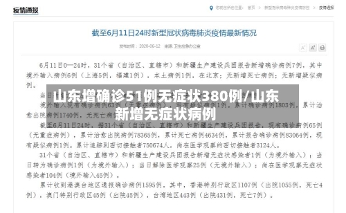 山东增确诊51例无症状380例/山东新增无症状病例